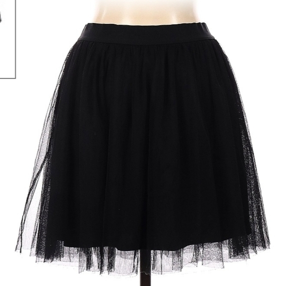 LC Lauren Conrad Make Believe Black Tulle Skirt Layered Elastic Stretch Waist L - Picture 7 of 11
